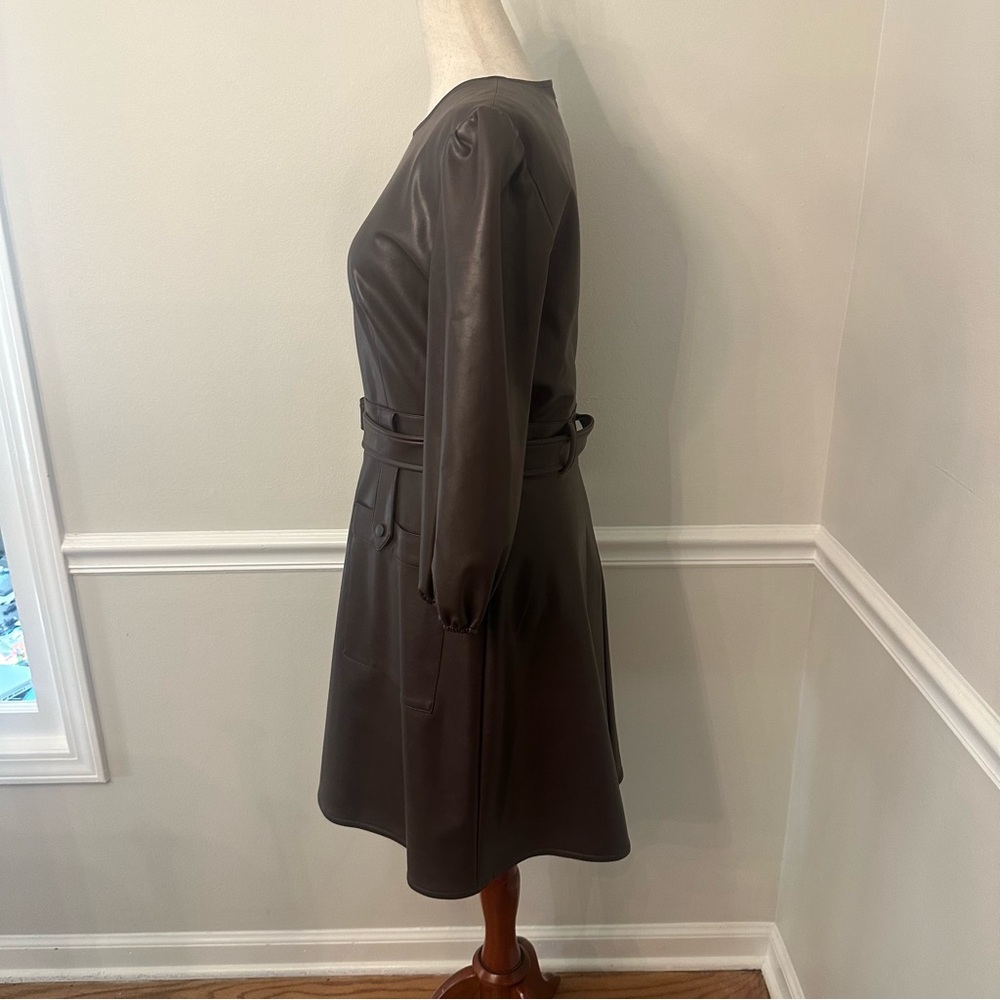 Shoshanna Brooke Faux leather dress espresso brown- Size 8 - Picture 4 of 8